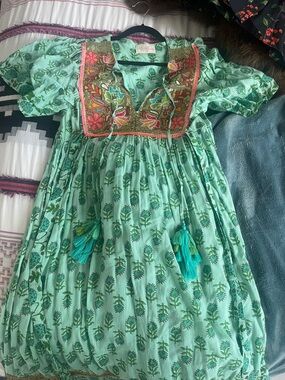 Miss June Paris Embroidered Boho Tassel Dress